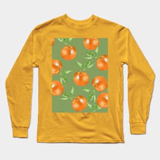 Orange retro seamless pattern Long Sleeve T-Shirt